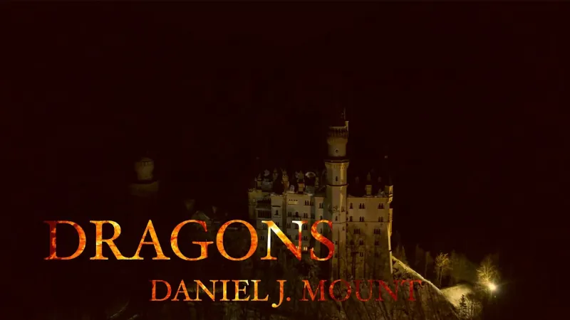 Image of a fortress with the text "Dragons Daniel J. Mount"